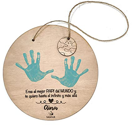 Recuerdo madera huella o dibujo bebé | día del padre/madre | regalo Papá/Mamá | recuerdo para colgar en Madera | regalo Dia del Padre o Madre Bebé | Lulamuk