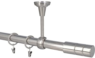 Gardinenstange Vorhangstange 25mm 1-läufig Deckenmontage Edelstahl Optik 400 cm Gaja