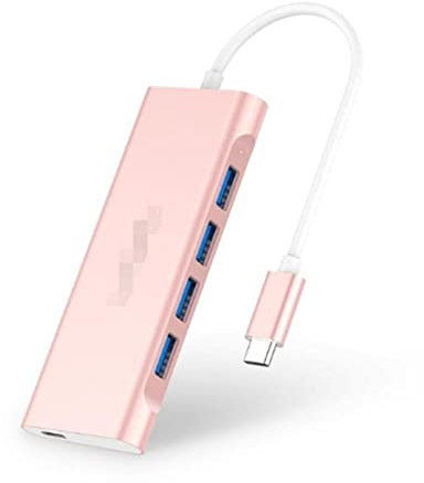 HANGHANG SHU-Store USB C Hub 4 USB 3.0 Ports, Type C Adaptateur de Charge Fit for MacBook Pro 13/15/16 (Thunderbolt 3 Port), New Mac Air 2018 2019 (Color : Rose Gold)