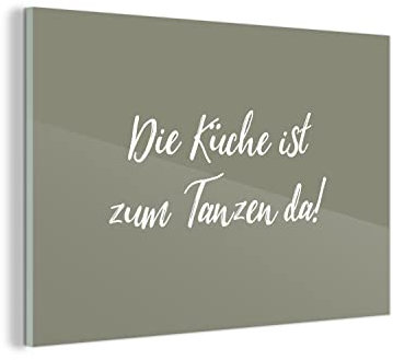 MuchoWow Glasbild Glasfoto Wandbild Bilder Deko 150x100 cm Zitate - Die Küche ist zum Tanzen da! - Sprichwörter
