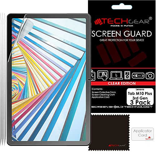 TECHGEAR [Pack of 3 Screen Protectors for Lenovo Tab M10 Plus 3rd Gen 2022 (10.6 Inch screen) TB125 / TB128 Ultra Clear Screen Protector Guard Cover + Screen Cleaning Cloth & Applicator Card