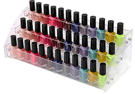 Gcroet Rack de support d'organisateur de vernis à ongles en acrylique transparent, porte-étagère à 3 niveaux de vernis à ongles transparent support de support, boîte de rangement pour vernis à