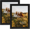 Frametory, 21,6 x 27,9 cm Massivholz-Bilderrahmen – Holzleiste – Echtglasabdeckung, Hochformat, Familie, Zertifikat, Diplom, ideal für Geschenke (schwarz, 2 Stück)