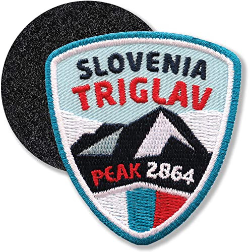 Triglav Slovenien/Klett-Patch gestickt 61 x 55 mm/Klett Patch Patches Abzeichen Aufnäher Applikation zum aufkleben aufnähen auf Kleidung Rucksack Tasche/COH