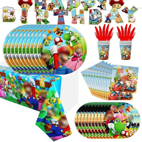 Kit de décoration de table pour fête d'enfant: nappe, assiettes, gobelets en carton, accessoires pour décorer votre événement
