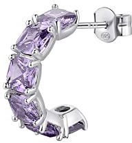 Brosway Orecchino Singolo Donna a Cerchio in Argento | Orecchini A Cerchio Con Magic Purple | Collezione FANCY - FMP13