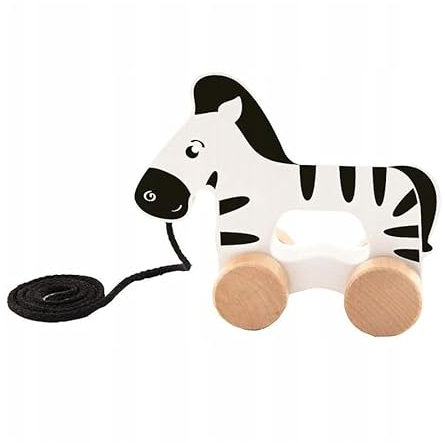 Trefl - Zena The Zebra, Wooden Toys - Holzspielzeug auf Rädern, Sicheres Zugschnur, Umweltfreundliches Naturholz, Sommerspielzeug für Kinder ab 12 Monaten