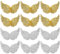 Gadpiparty 24 Stück Glitzer- Engelsflügel zum Basteln Mini- 3D- Flügel Aufnäher Kuchendekoration zum Basteln Kostüm Rucksackzubehör Weihnachtsdekoration Requisiten (Golden Silber).