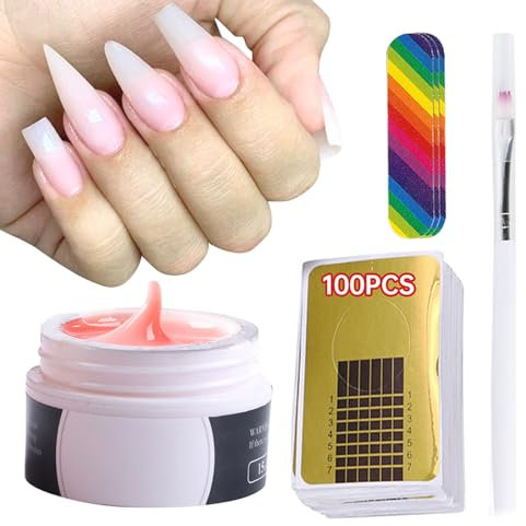 GZSYY Gel de Construction pour Ongles en Gel 15 ml Gel UV Fibre de Verre 3 en 1 Couleur Nude Fibre de Verre pour Extension des Ongles