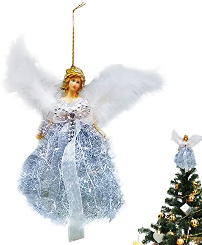 Niktule Weihnachtsbaumspitze Engelshut,Weihnachtsengel Anhänger Hängende Engel Christbaumschmuck,Engel-Anhänger mit Flügel-Ornamenten für Weihnachtsbaum,Baumspitzen-Dekorationen