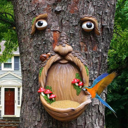 Meyas Bird Feeder Tree Face Bird Feeders Tree Hugger Garden Decoration