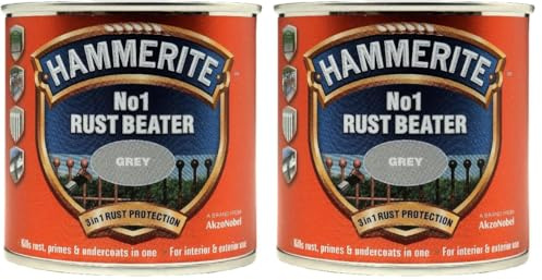 Hammerite No 1 Rust Beater - Metal Paint Converter & Filler Primer & Undercoat, Grey for Interior & Exterior, 250ml (Pack of 2)