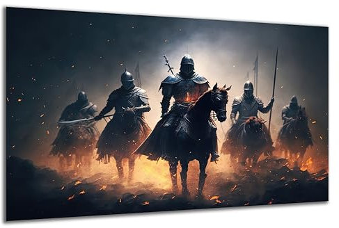 DARO Design - Wand-Bild auf 6mm HDF 40x30 cm Ritter auf Pferden - Wand-Deko Bilder Geschenk