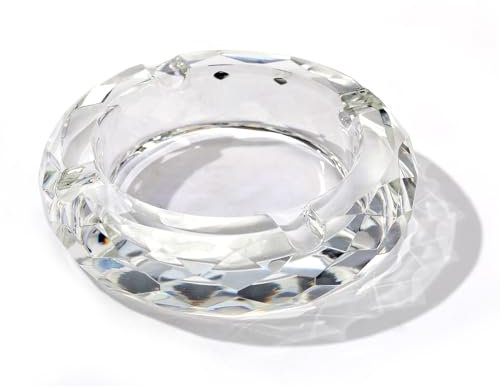 CDXHOME Cendrier en Verre Cristal, élégant Porte-Cigare en Cristal Transparent pour la Maison et Le Bureau, Décoration de Table (Crystal Clear, 4,7 Pouces)