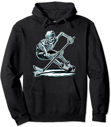 Lustiges Skelett, das Eishockey spielt, cooler Totenkopf, gruselig und niedlich Pullover Hoodie