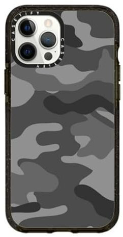 CASETiFY Impact Schutzhülle für iPhone 12 Pro Max [4X Falltest in Militärqualität, 2,5 m Fallschutz] – Camouflage-Grau – Transparentes Schwarz