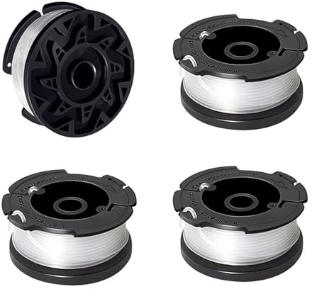 JAMSSOW 4 Pcs Replacement Strimmer Spool and Line Compatible with Black+Decker A6481 A6485 AF-100-3ZP,Autofeed Nylon Spool for ST5530-GB GLC3630L20-GB STC1820PC-GB BESTA530-GB BESTA525-GB(4 Spool)