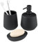 Navaris Accessoire Salle de Bain Noir - 3 Accessoires avec Porte Brosse à Dents Distributeur Savon Support Savon Céramique - Deco Ensemble Salle de Bain Gobelet Brosse a Dent