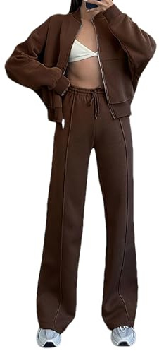 amropi Trainingsanzug Damen Jacke mit Reißverschluss und Jogginghose 2 Stück Kleidungsset