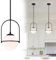 Mid Century Black Pendant Light with 18cm Milk Glass Globe – E14 Pendant Light Fitting for Kitchen Island, Dining Room or Bedroom, Easy to Install