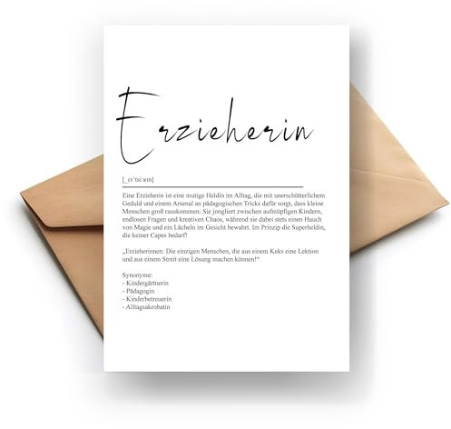 Witzige Erzieherin Definitions-Klappkarte – Ideal für Lehrerin, Dankeschön-Geschenk, Humorvolle Anerkennung