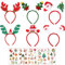 Lot de 11 accessoires de Noël, 6 serre-têtes de Noël, 5 tatouages, serre-tête de Noël, bonnet de Noël, décorations de cheveux, chapeaux de Noël, serre-tête de Noël pour adultes
