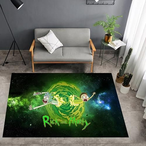 WZSDANZI Anti-Rutsch 3D Druck Rick und Morty Bodenteppiche, Schlafzimmer Wohnzimmer Dekor, Bereich Teppiche Anti-Rutsch-Fußmatten.,50 * 80cm