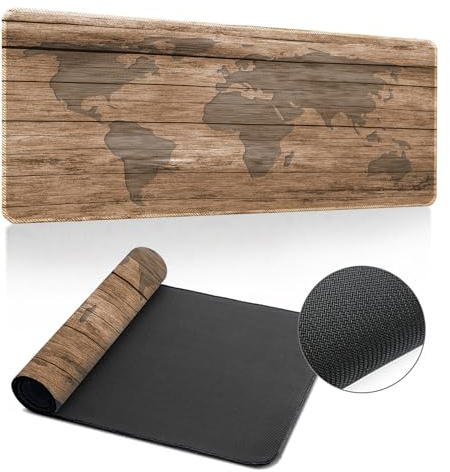 Hixingo Tapis de Souris XXL/XL/L, Merveilles du Monde Tapis de Souris Gamer, Tapis Souris avec Bords Cousus, Tapis de Souris en Base Antidérapante Convient (1000x500x3mm,Monde)