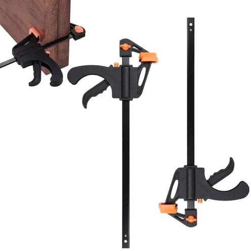 Qianeffort Quick Grip Clamps, 2 PCS 4 Inch Wood Clamps, Ratchet Bar Clamps, Black and Orange