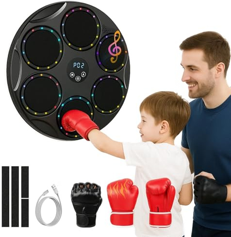 babikeen Music Boxing Machine, LED Boxmaschine mit Musik, Smart Music Boxing Machine Bringen Sie 2 Paar Handschuhe mit, Viele Farbvarianten Boxen mit Musik, Boxmaschine Für Erwachsene und Kinder