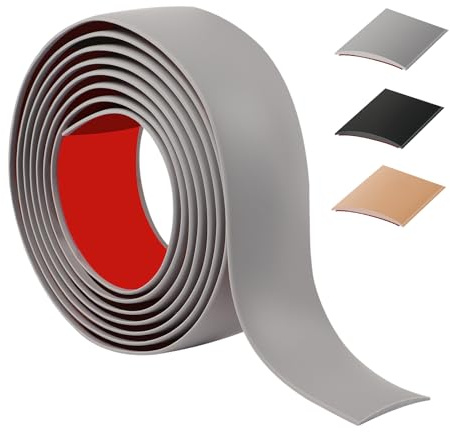 200cm übergangsprofil selbstklebend，Flexibel übergangsleiste selbstklebend PVC für Küche/Wohnzimmer/Bad,Türschwellen leiste zum Verbinden von Bodenfugen/Fliesen/Laminat/Teppich（4cm，Grau）