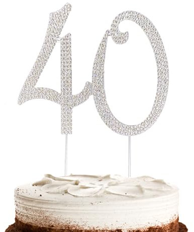 Hugwish Tortendeko 40 Geburtstag Mädchen, 40th Birthday Cake Topper Decorations, Nummer Cake Topper Zahlen 40 Strass Kuchendekoration, Kuchenstecker 40 Für Mädchen Birthday Oder Hochzeitstage (40)