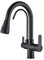 Saeuwtowy Robinet de cuisine 3 voies pour osmose, robinet de cuisine pour osmose avec 2 leviers, robinet d'osmose évier rotatif à 360°, douche amovible, acier inoxydable noir