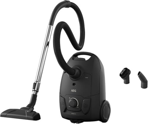 AEG CLEAN 3000 Bagged Vacuum Cleaner AB31C1GG, Easy Cleaning, Compact Design, Multiple Surfaces, Efficient Dust Pickup with DustPro Nozzle, 7.5-metre Action, HEPA Filtration, (dB)78, 3L, Graphite Grey