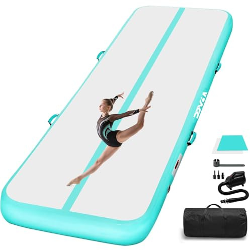 Aufblasbare Gymnastikmatte mit Luftrolle, Tumbling-Matte, Rückhandfedermatte, Gymnastikausrüstung mit Pumpe für Yoga, Training, Cheerleading, Heimgebrauch