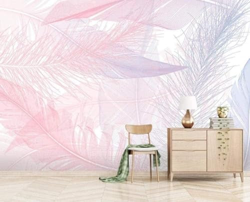 YueMingDi Wohnzimmer Schlafzimmer Hintergrund Tapete Rosa Feder Landschaft Landschaft Schlafzimmer Sofa Tv Tapete-200Cm×140Cm