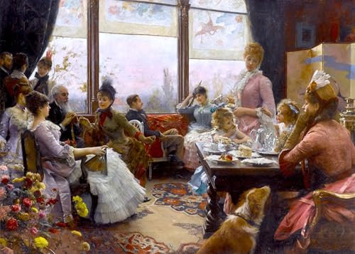 ZHAOSHAN klassischer Leinwand drucken Ölgemälde Wandbilder Fünf-uhr-tee von julius leblanc Stewart Abstraktes Foto Bild für Office Home Decor 60x90cm
