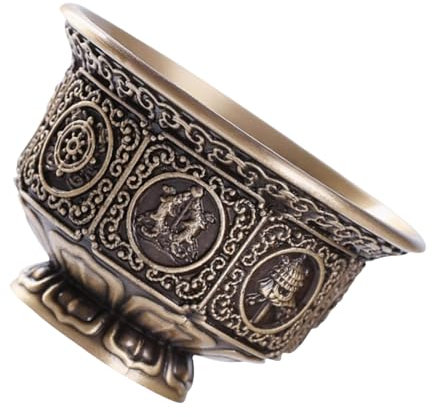 xbiez Kupferbecher mit heiligem tibetischem Ritual, 8 Glückssymbole, Weihwasserschale für Gebet, religiöse Zeremonien, Zubehör, Kupferbecher