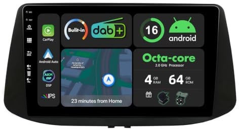 KEC [4G+64G] IPS 9 Android 16 Autoradio Für Hyundai i30 (2017-2022) mit navi Octa Core-[Eingebauter DAB+/CarPlay/Android Auto/DSP/GPS/Bluetooth 5.0/WLAN/USB