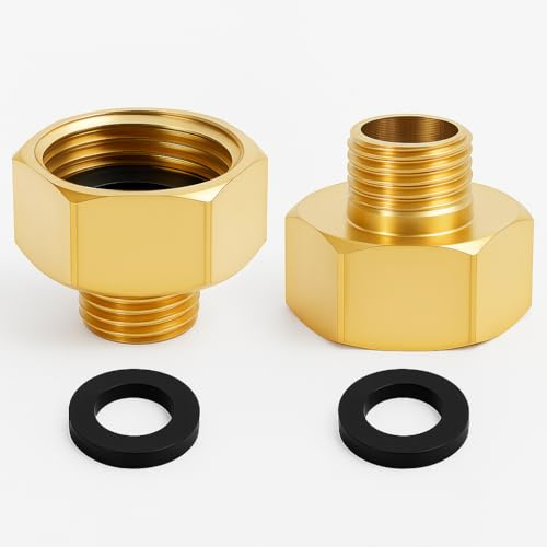 2 PCS Gasherd Übergang Adapter 1/2 Rechts auf 1/4 Rechts, Gasschlauch Adapter aus Messing mit Dichtung, Hahnverlängerung für Gasanschluss, Grill, Kochfeld, Adapter 1/2 Rechts auf 1/4 Rechts