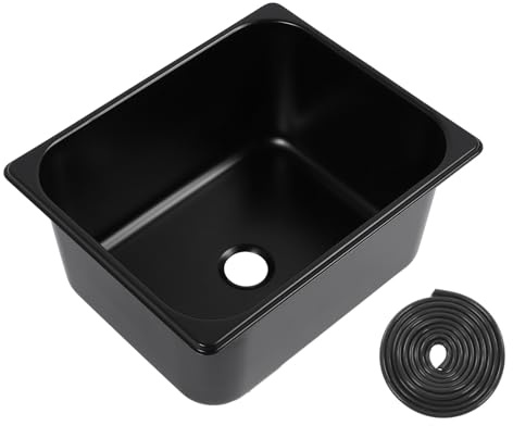 SIXRUN 304 Stainless Steel Bar Sink, Black Finish, 11L Capacity, 320 X 260 X 150mm, Outdoor Kitchen RV Sink with Fast Drainage, for Food Truck Campervan Boat