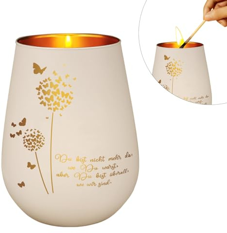 CHUNLINLAODA Trauerlicht Teelichter mit Spruch Du bist Nicht mehr da, Wo Du Warst, Aber Du Bist überall, Trauer Deko, Gedenkkerze Windlicht, Grablicht Erinnerungslicht, Trauergeschenke (A)