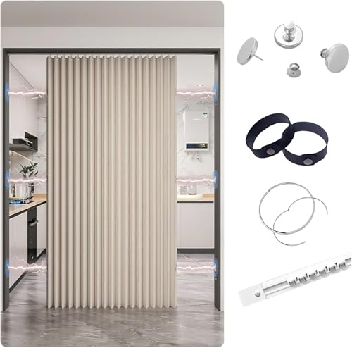 YSZBD falttür türvorhang,lärmschutzvorhang,türvorhang ohne Bohren schrankvorhang zum schieben,türvorhang kälteschutz,Magnetic Closure(A,w120*h240cm)