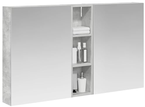 vidaXL Badezimmerschrank-Set 3 pcs 120 x 14,5 x 70 cm Holzwerkstoff, Badezimmer-Schrank, rechteckiger LED-Spiegel, moderner Wand-Organizer, praktischer Platzsparer