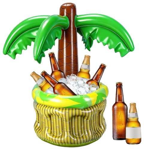 Bohrma 68 cm Aufblasbarer Eiskübel Kaktus, aufblasbare Palme Getränkekühler, Party Accessoires Partykühler Strandparty Spielzeug Für Tropisches Bankett Hawaii Partydekoration