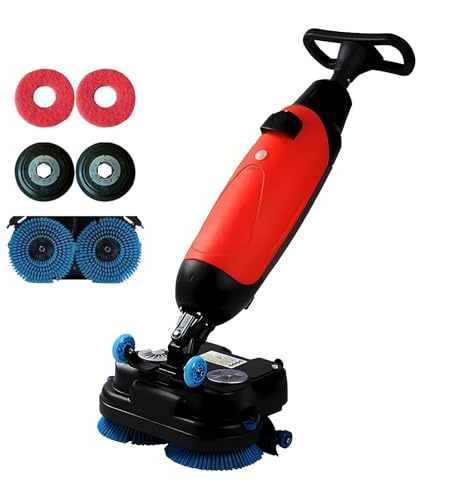 Autolaveuse-polisseuse électrique professionnelle pour sols secs et humides, tête rotative à 360° avec double brosse, légère, idéale pour les bureaux et les écoles, rouge.