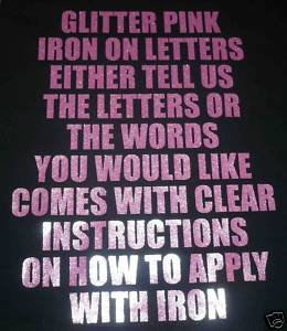 100 1 PINK GLITTER IRON ON LETTERS TRANSFER PRINTING