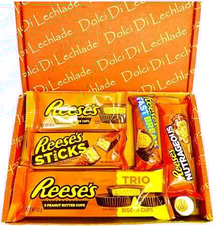 American Chocolate Gift Box | Peanut Butter Set by Dolci Di Lechlade | Pieces Cups American Sweets Thank You Present Birthday Holiday Treat Kids Thanksgiving Halloween Christmas