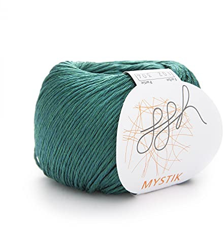 ggh Mystik - Baumwolle und Viskose Mischung mit Glanzeffekt - Wolle zum Stricken oder Häkeln - Farbe 102 - Smaragdgrün