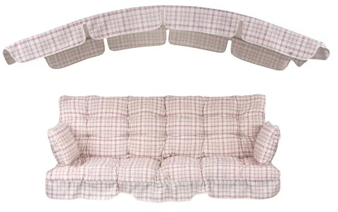 Dajar Patio Hollywoodschaukel Auflage 175 cm Ravenna mit Sonnendach Bankauflage Sitzpolster Rückenlehne mit 2 Kissen gesteppt Volant vorne 1 Set